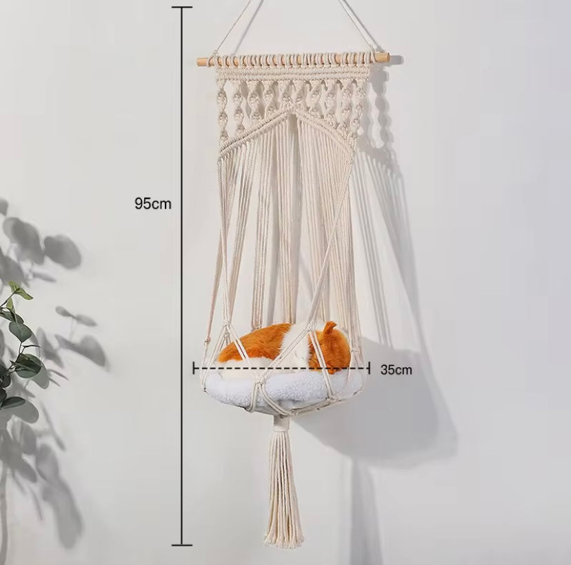 Macrame Pet Hammock (115x40cm, Up to 30kg)