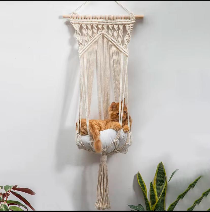 Macrame Pet Hammock (115x40cm, Up to 30kg)